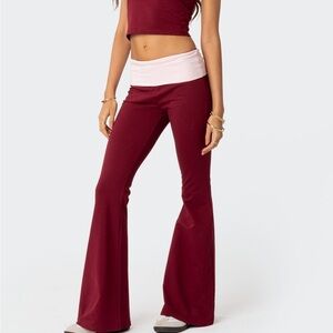 Edikted Contrast Fold Over Flared Leggings nwt s